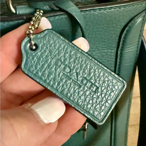 Coach Green Refiner Pebbled Leather Zoe Snakeskin Carryall Crossbody Tote Bag - Picture 5 of 14